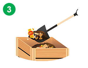 composting-3-turn-compost-mixture Occasionally turn your compost mixture to provide aeration.