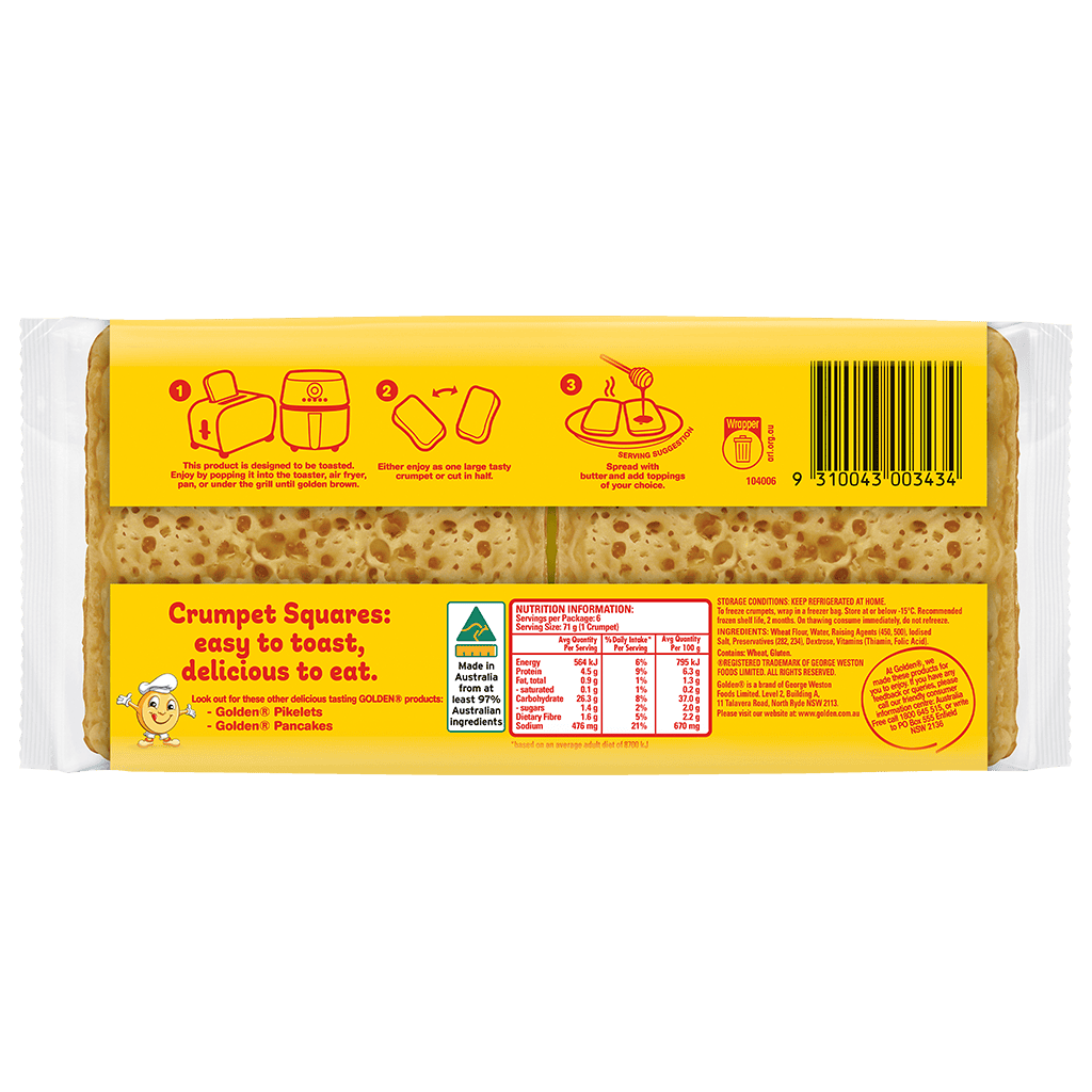 Golden Bakery Square Crumpets Golden Bakery Square Crumpets