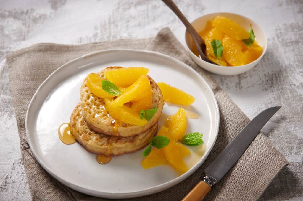 Honeyed Orange Crumpet Rounds with Mint